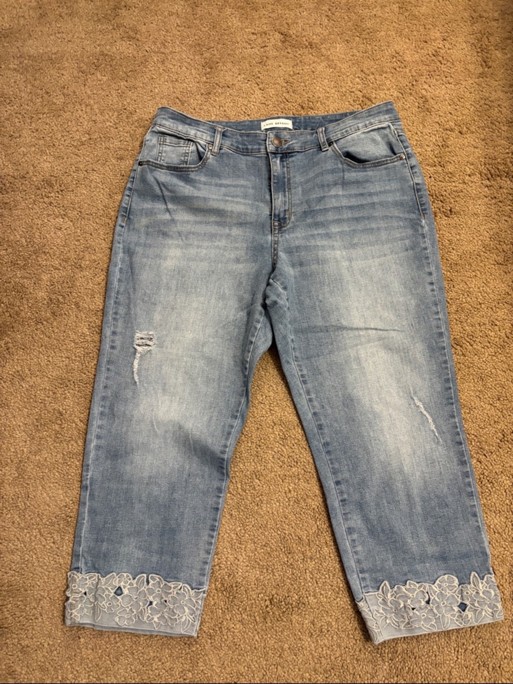 Lane Bryant Light Blue Cropped Jeans with Lace Hem